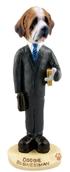 Rough Coat Saint Bernard Businessman Doogie Collectible Dog Figurine