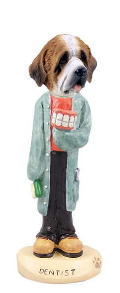 Rough Coat Saint Bernard Dentist Doogie Collectible Dog Figurine