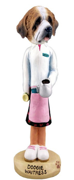 Rough Coat Saint Bernard Waitress Doogie Collectible Dog Figurine