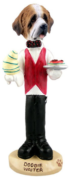 Rough Coat Saint Bernard Waiter Doogie Collectible Dog Figurine