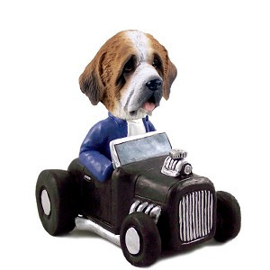 Rough Coat Saint Bernard Hot Rod Doogie Collectible Dog Figurine