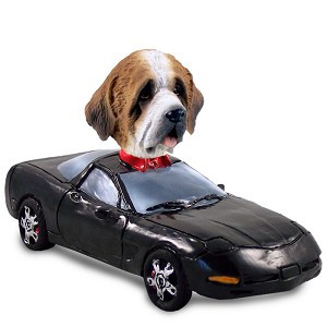 Rough Coat Saint Bernard Sports Car Doogie Collectible Dog Figurine