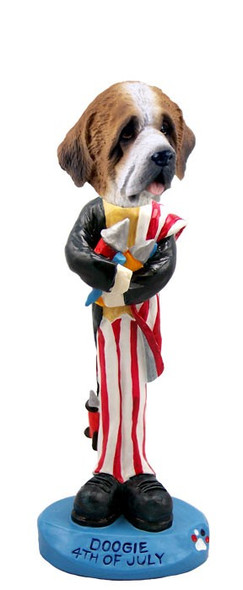 Rough Coat Saint Bernard 4th of July Doogie Collectible Dog Figurine