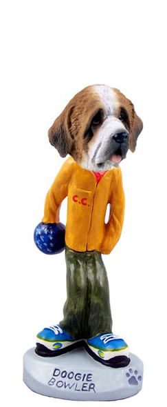 Rough Coat Saint Bernard Bowler Doogie Collectible Dog Figurine