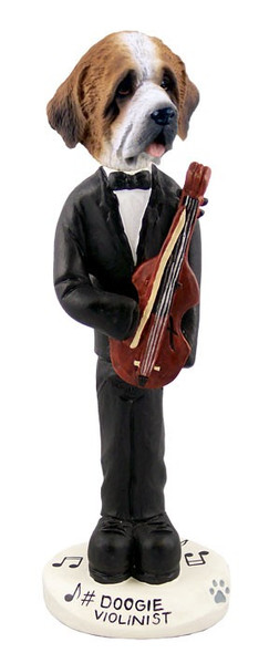 Rough Coat Saint Bernard Violinist Doogie Collectible Dog Figurine