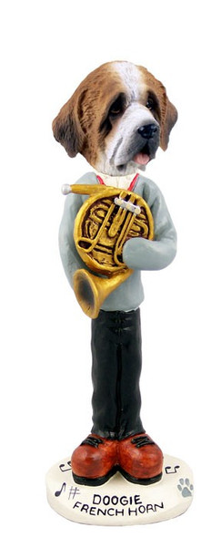 Rough Coat Saint Bernard French Horn Doogie Collectible Dog Figurine
