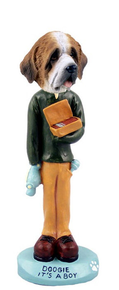 Rough Coat Saint Bernard It's a Boy Doogie Collectible Dog Figurine