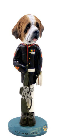Rough Coat Saint Bernard U S Marines Doogie Collectible Dog Figurine