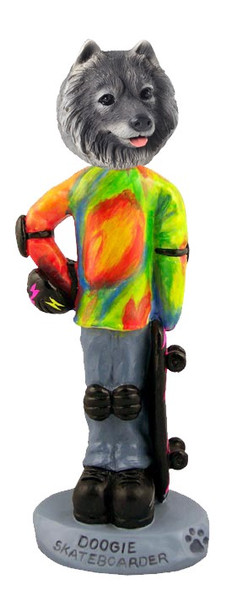 Keeshond Skateboarder Doogie Collectible Dog Figurine