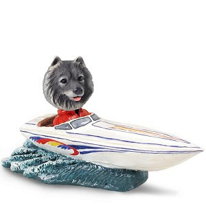 Keeshond Motorboat Doogie Collectible Dog Figurine