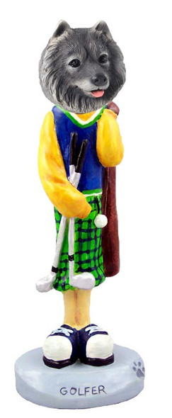 Keeshond Golf Doogie Collectible Dog Figurine