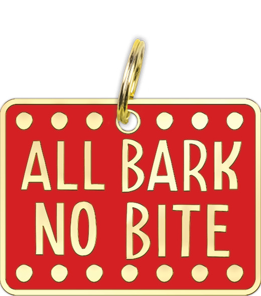 All Bark No Bite Hard Enamel Dog Collar Pet Charm from Primitives by Kathy