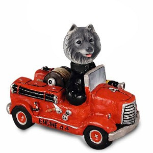 Keeshond Fire Engine Doogie Collectible Dog Figurine