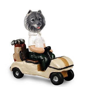Keeshond Golf Cart Doogie Collectible Dog Figurine