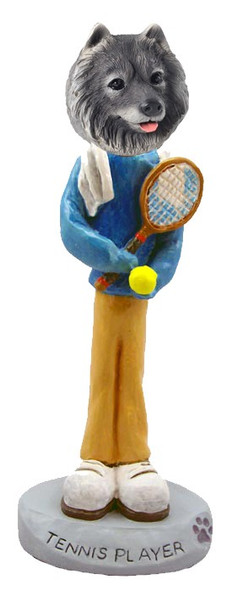 Keeshond Tennis Player Doogie Collectible Dog Figurine