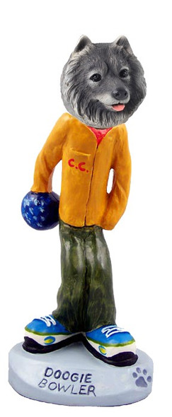Keeshond Bowler Doogie Collectible Dog Figurine