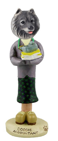 Keeshond Female Accountant Doogie Collectible Dog Figurine