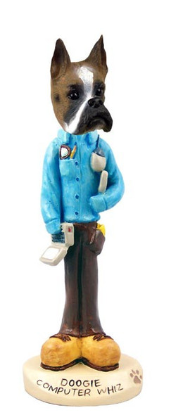 Boxer Computer Whiz Doogie Collectible Dog Figurine