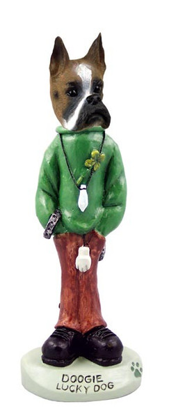 Boxer Lucky Doogie Collectible Dog Figurine