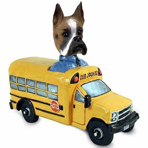 Boxer School Bus Doogie Collectible Dog Figurine