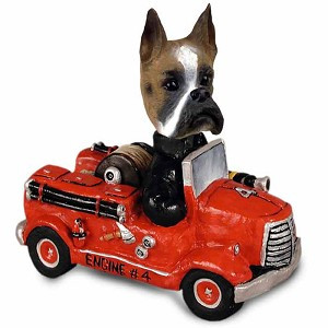 Boxer Fire Engine Doogie Collectible Dog Figurine