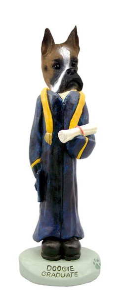 Boxer Graduate Doogie Collectible Dog Figurine