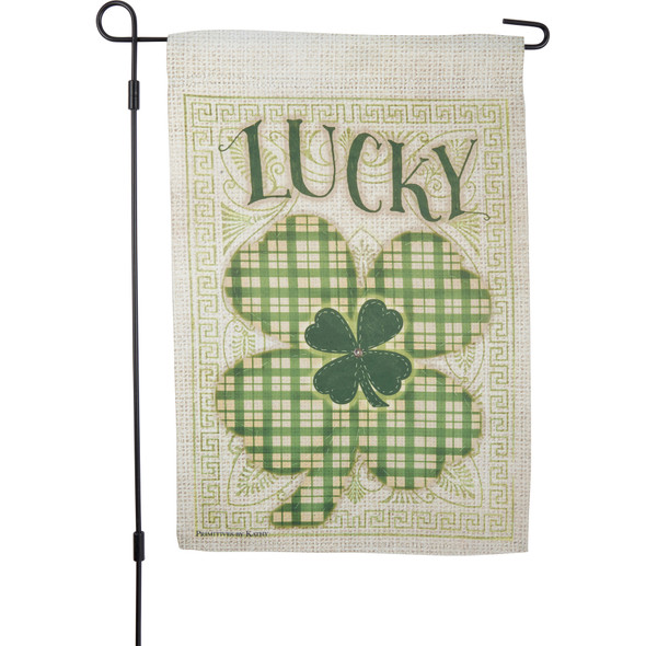 Decorative Double Sided Polyester Garden Flag - Shamrock Lucky 12x18 from Primitives by Kathy