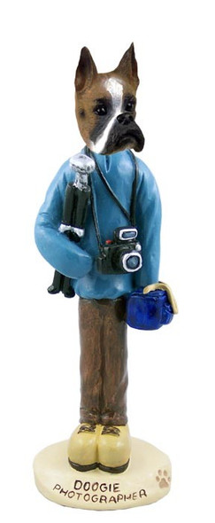Boxer Photographer Doogie Collectible Dog Figurine