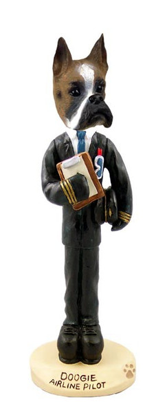 Boxer Airline Pilot Doogie Collectible Dog Figurine