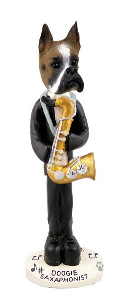 Boxer Saxophonist Doogie Collectible Dog Figurine
