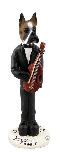 Boxer Violinist Doogie Collectible Dog Figurine