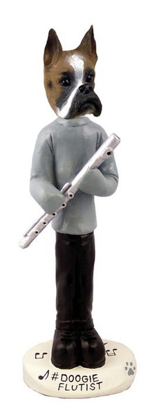 Boxer Flutist Doogie Collectible Dog Figurine