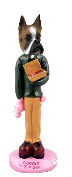 Boxer It's a Girl Doogie Collectible Dog Figurine