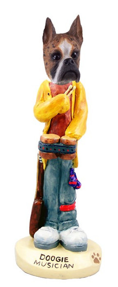 Brindle Boxer Musician Doogie Collectible Dog Figurine