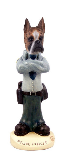 Brindle Boxer Police Doogie Collectible Dog Figurine