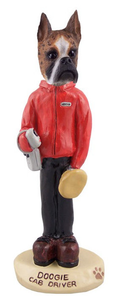 Brindle Boxer Cab Driver Doogie Collectible Dog Figurine