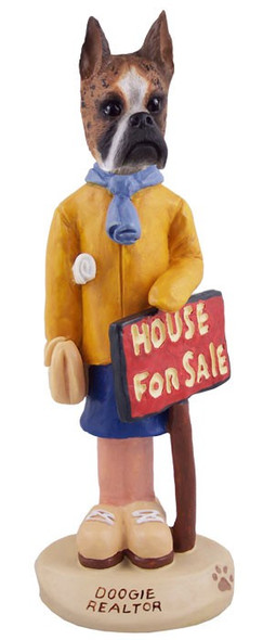 Brindle Boxer Female Realtor Doogie Collectible Dog Figurine