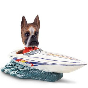 Brindle Boxer Motorboat Doogie Collectible Dog Figurine
