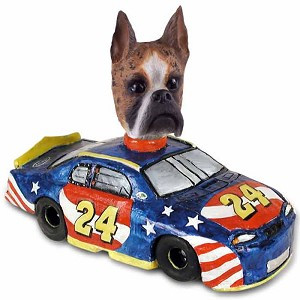 Brindle Boxer Race Car Doogie Collectible Dog Figurine