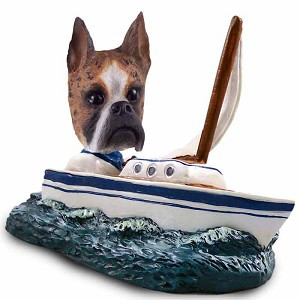 Brindle Boxer Sailboat Doogie Collectible Dog Figurine