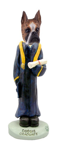 Brindle Boxer Graduate Doogie Collectible Dog Figurine