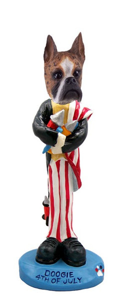 Brindle Boxer 4th of July Doogie Collectible Dog Figurine