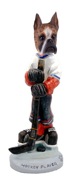 Brindle Boxer Hockey Player Doogie Collectible Dog Figurine