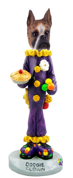 Brindle Boxer Clown Doogie Collectible Dog Figurine