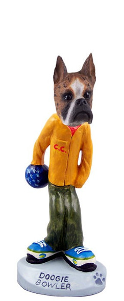 Brindle Boxer Bowler Doogie Collectible Dog Figurine