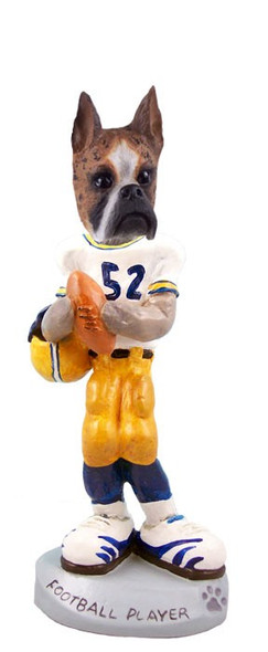 Brindle Boxer Football Player Doogie Collectible Dog Figurine