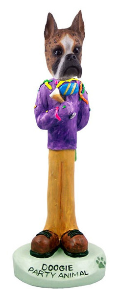 Brindle Boxer Party Animal Doogie Collectible Dog Figurine
