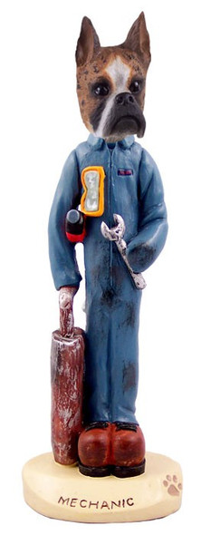 Brindle Boxer Mechanic Doogie Collectible Dog Figurine