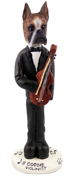 Brindle Boxer Violinist Doogie Collectible Dog Figurine