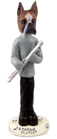 Brindle Boxer Flutist Doogie Collectible Dog Figurine